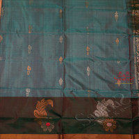 DUAL SHADE BLUE COLOUR BODY WITH GOLDEN ZARI BUTTA WITH CONTRAST BLOUSE & BORDER