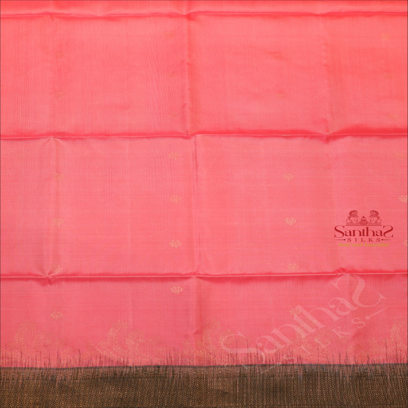 PASTEL ROSE COLOUR BODY WITH ROSEGOLD ZARI BUTTA AND CONTRAST COLOUR PALLU & BLOUSE