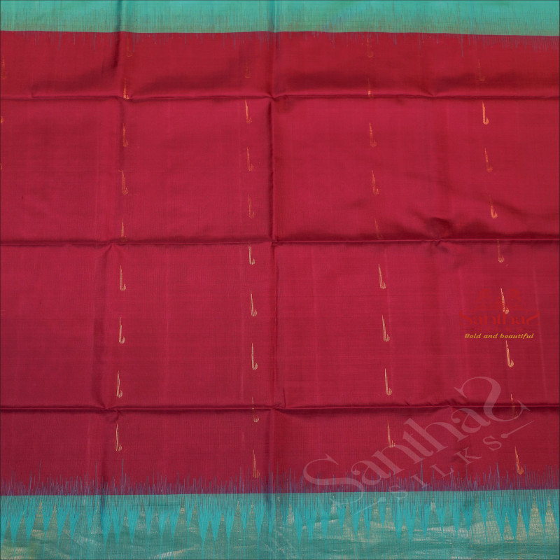 PURPLE COLOUR BODY WITH GOLDEN ZARI PAITHANI BUTTA WITH CONTRAST BLOUSE & BORDER