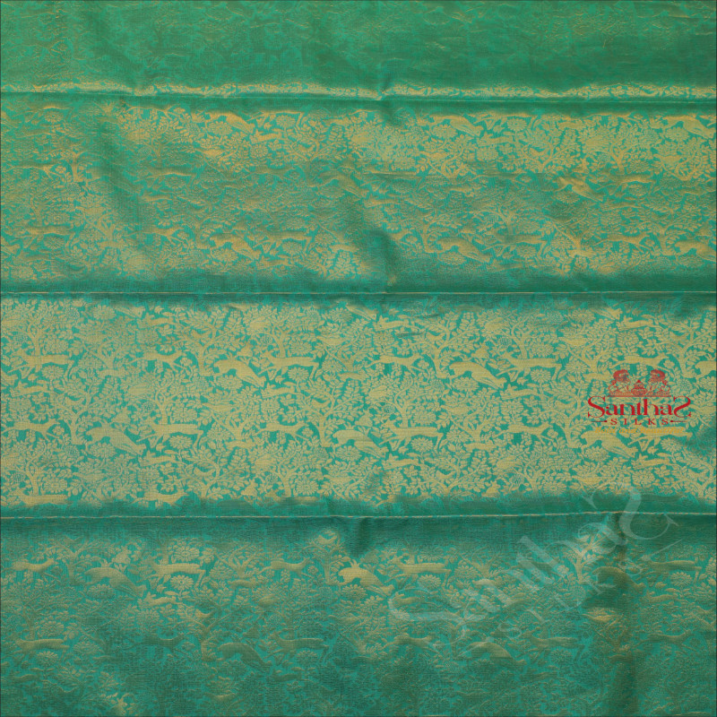 PERSIAN GREEN COLOUR BODY WITH VANASINGARAM ZARI WITH CONTRAST BLOUSE & BORDER