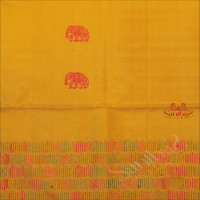 AMBER YELLOW COLOUR BODY WITH GREEN COLOUR THREAD ANNAM MOTIFS AND SELF COLOUR BLOUSE & PALLU