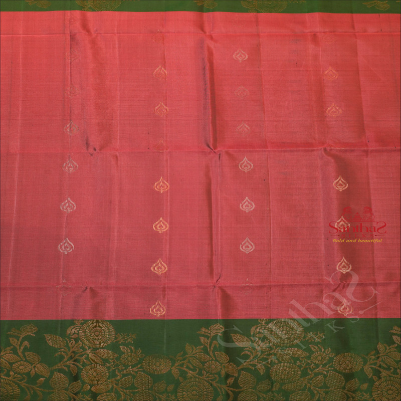 DUSTY PINK COLOUR BODY WITH GOLDEN ZARI BUTTA WITH CONTRAST BLOUSE & BORDER