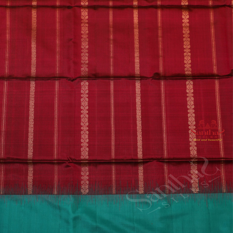 TYRIAN PURPLE COLOUR BODY WITH GOLDEN ZARI BUTTA WITH CONTRAST BLOUSE & BORDER