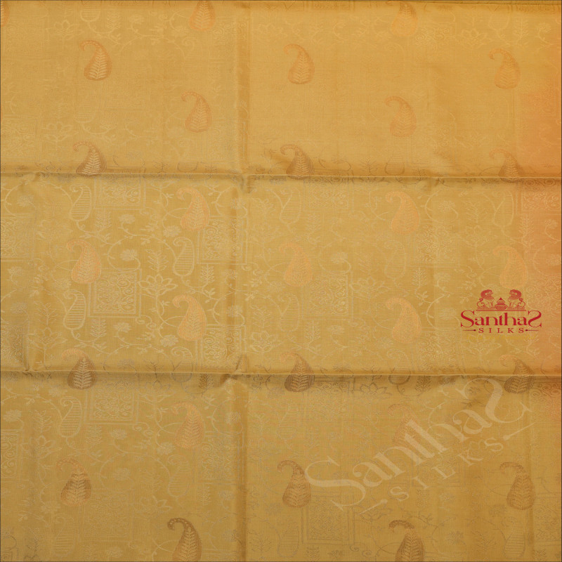 MOSS GREEN COLOUR BODY WITH GOLDEN ZARI MANGO MOTIFS AND CONTRAST COLOUR PALLU & BLOUSE