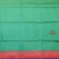 MINT GREEN COLOUR BODY WITH SILVER ZARI STRIPS AND BUTTA WITH CONTRAST BLOUSE & BORDER