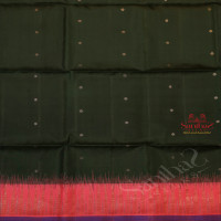 BOTTLE GREEN COLOUR BODY WITH SILVER ZARI FLORAL BUTTA WITH CONTRAST BLOUSE & BORDER