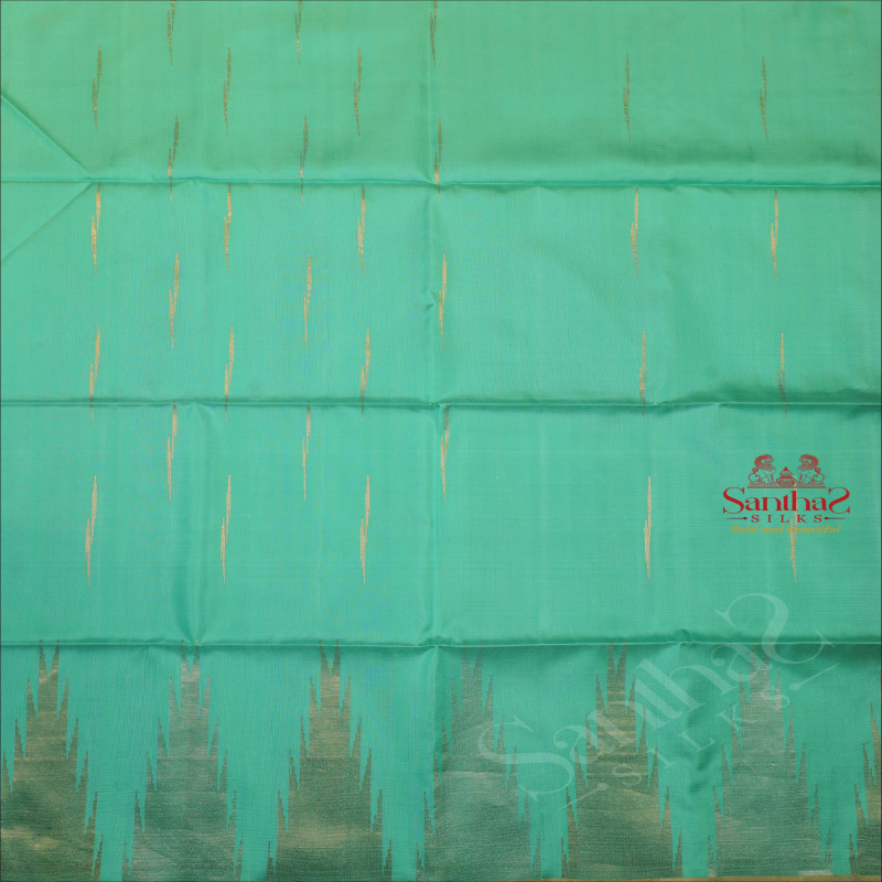 BLUE COLOUR BODY WITH GOLDEN ZARI FANCY BUTTA WITH CONTRAST BLOUSE & BORDER