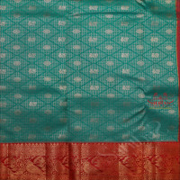 BLUE GREEN COLOUR BODY WITH SILVER & GOLDEN ZARI ANNAM MOTIFS AND CONTRAST PALLU & BLOUSE