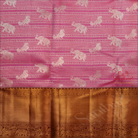 ROSEMILK COLOUR BODY WITH SILVER ZARI ANNAM & ELEPHANT MOTIFS AND CONTARST PALLU & BLOUSE