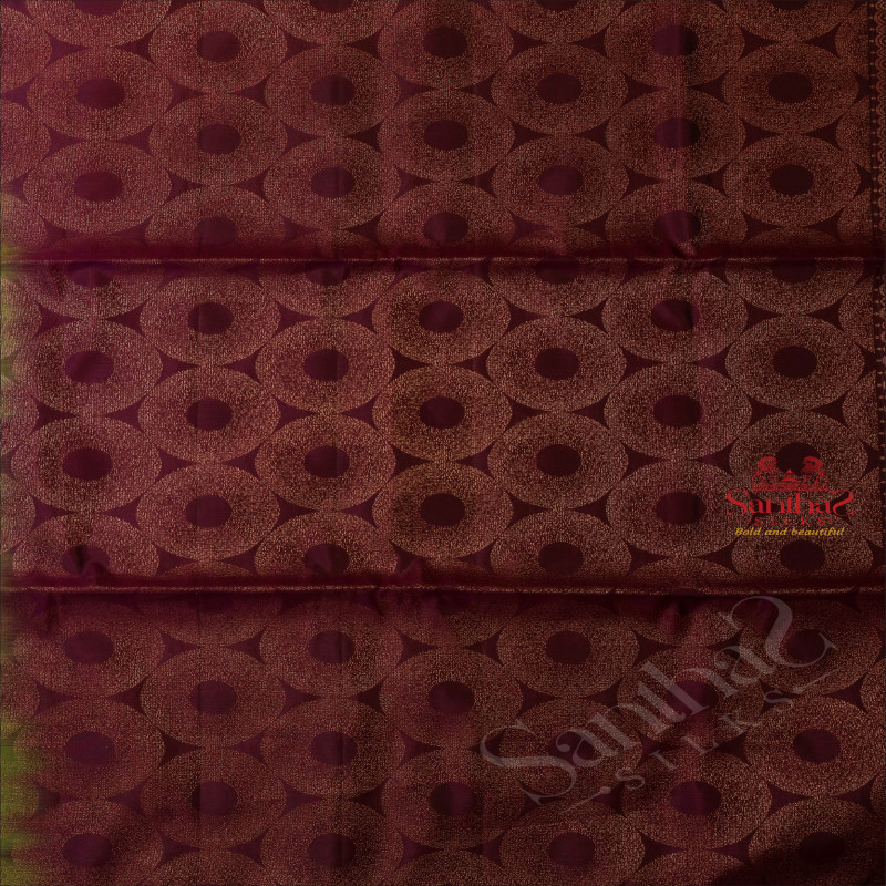 FOREST GREEN COLOUR BODY WITH GOLDEN ZARI FANCY BUTTA WITH CONTRAST BLOUSE & BORDER