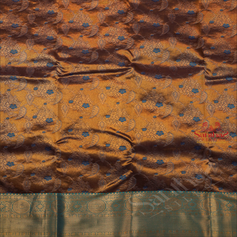 NAVY BLUE COLOUR BODY WITH GOLDEN ZARI MOTIFS AND CONTRAST PALLU & BLOUSE