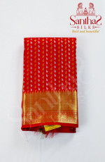Chilly Red Pure Silk Saree with Gold Zari Border