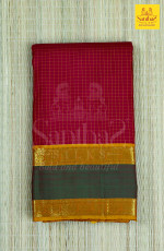 Red Thread Checked Body with Adayarpet Maanthalir Green Border