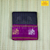 coffee-brown-body-gold-silver-zari-checked-with-magenta-border