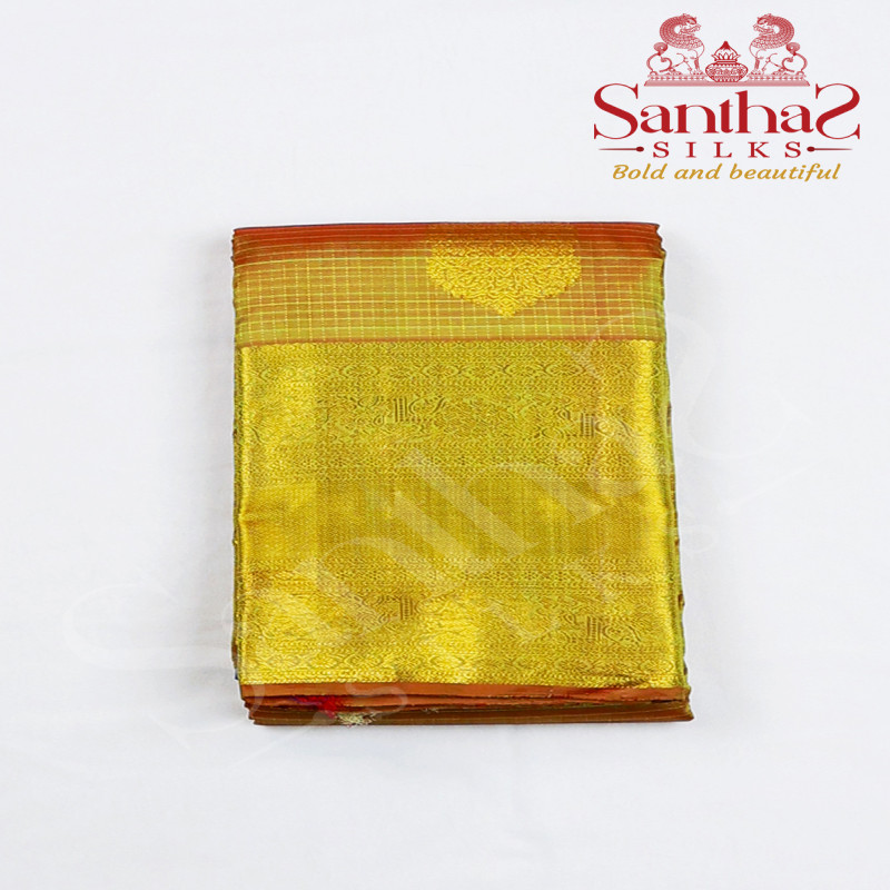Goldish Green Double Shade Vairaoosi Pure Silk Saree