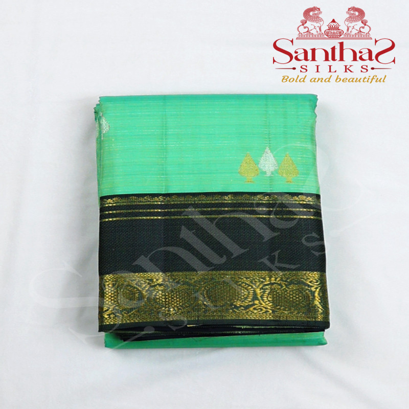 Green Double Shade Vairaoosi Pure Silk Saree with Contrast Green Border