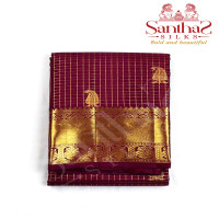 magenta-multi-checks-pure-silk-saree