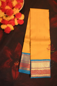 mustard-yellow-colour-body-with-golden-zari-flower-butta-with-contrast-blouse-border