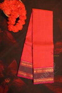 organish-pink-colour-body-with-golden-zari-small-checks-and-contrast-colour-blouse