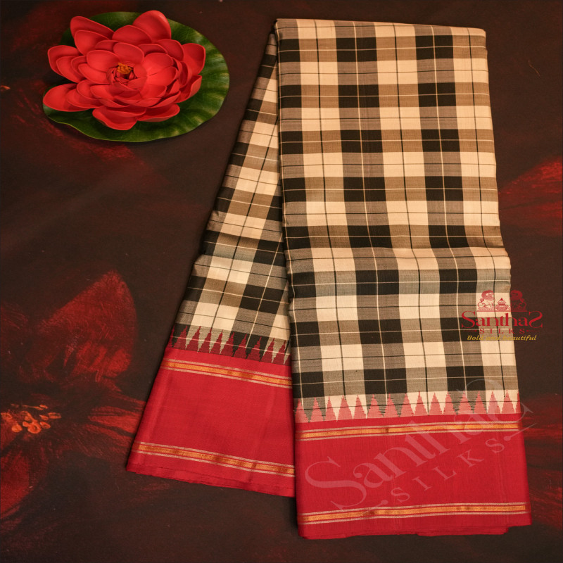 BLACK AND WHITE COLOUR BODY WITH CHECKED AND CONTRAST COLOUR BLOUSE