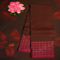 coffee-brown-colour-body-with-golden-zari-strips-and-contrast-colour-blouse-and-pallu
