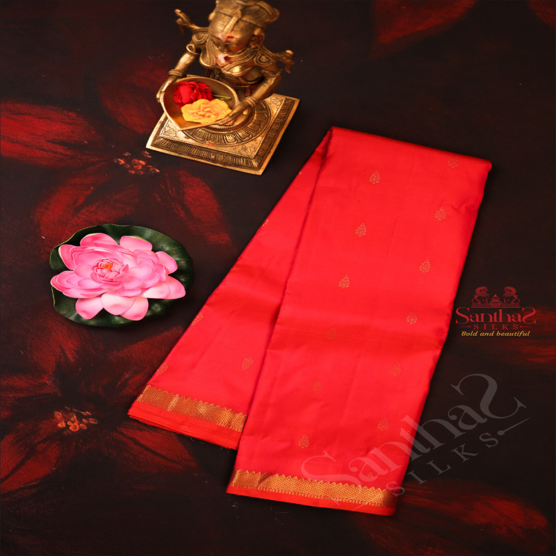 DARK PINK COLOUR BODY WITH GOLDEN ZARI BUTTA WITH SELF BLOUSE