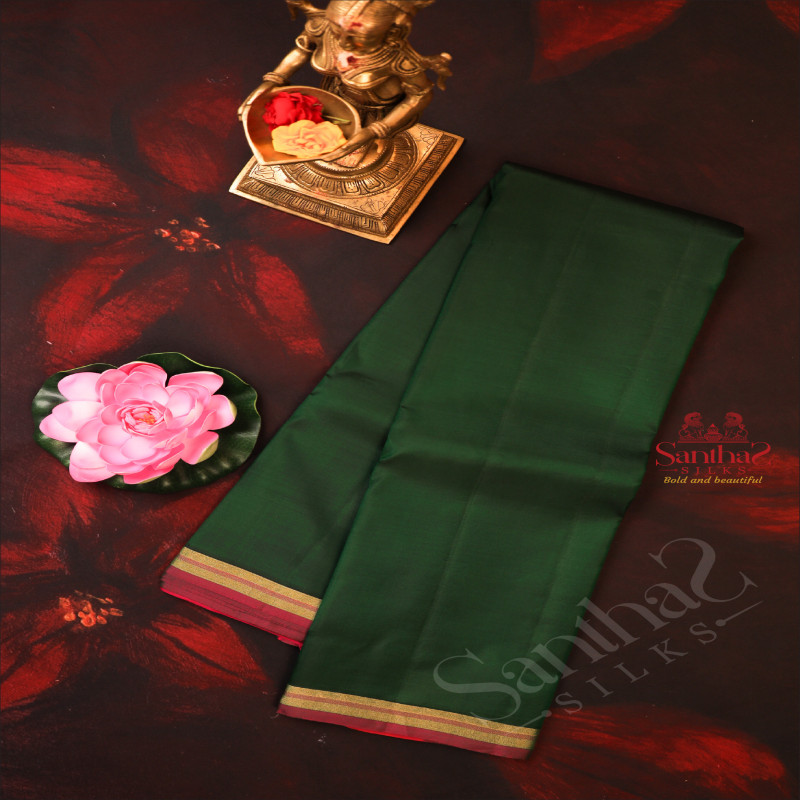 FOREST GREEN COLOUR PLAIN BODY WITH CONTRAST BLOUSE