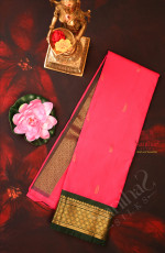 BRIGHT PINK COLOUR BODY WITH GOLDEN ZARI BUTTAS & SINGLE SIDE BORDER AND CONTRAST PALLU WITHOUT BLOUSE