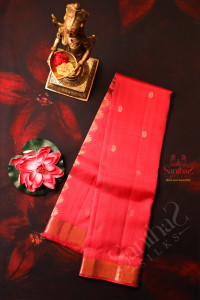 rose-pink-colour-body-with-golden-zari-butta-with-self-blouse