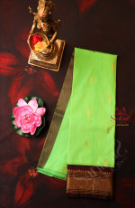 ONESIDE BORDER NEON GREEN COLOUR BODY WITH GOLDEN ZARI BUTTA & WITHOUT BLOUSE