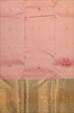 BABY PINK COLOUR CHECKED BODY WITH GOLDEN ZARI ANNAM CHAKKARAM BUTTA WITH CONTRAST BLOUSE & BORDER