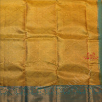 LEMON YELLOW COLOUR BODY WITH GOLDEN ZARI EMBOSED WITH CONTRAST BLOUSE & BORDER