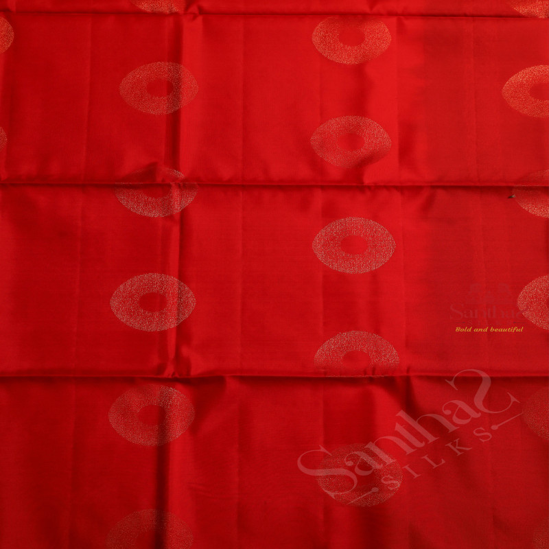 RED COLOUR BODY WITH GOLDEN ZARI FANCY BUTTA WITH CONTRAST BLOUSE & BORDER