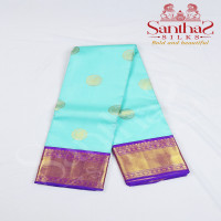 Pastel Blue Pure Silk Saree with Meganta Border