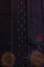 DARK BLUE COLOUR BODY WITH GOLDEN ZARI FLORAL BUTTA WITH CONTRAST BLOUSE
