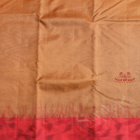 LIGHT BRONZE BROWN COLOUR BODY WITH GOLDEN ZARI STRIPS WITH CONTRAST BLOUSE & BORDER