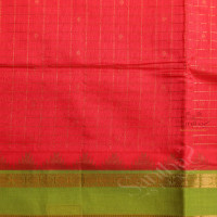 PINK COLOUR CHECKED BODY WITH GOLDEN ZARI BUTTA WITH CONTRAST BLOUSE & BORDER