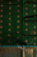 BOTTLE GREEN COLOUR BODY WITH GOLDEN ZARI ANNAM BUTTA WITH CONTRAST BLOUSE & BORDER