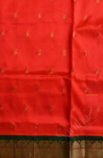 ORANGE COLOUR BODY WITH GOLDEN ZARI MANGO BUTTA WITH CONTRAST BLOUSE & BORDER