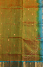 DUAL SHADE GREEN COLOUR BODY WITH GOLDEN ZARI MANGO BUTTA WITH CONTRAST BLOUSE & BORDER