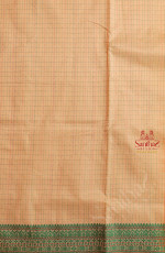 SANDAL COLOUR CHECKED BODY WITH THREAD BUTTA WITH CONTRAST BLOUSE & BORDER