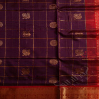 VIOLET COLOUR CHECKED BODY WITH GOLDEN ZARI ANNAM BUTTA WITH CONTRAST BLOUSE & BORDER