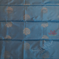 BLUE COLOUR BODY WITH SILVER ZARI FLORAL BUTTA WITH CONTRAST BLOUSE & BORDER