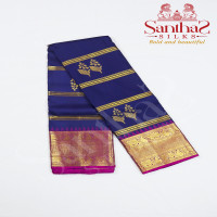 Violet Pure Silk Saree with Magenta Border