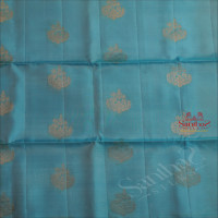 PACIFIC BLUE COLOUR BODY WITH GOLDEN ZARI BUTTA WITH CONTRAST BLOUSE & BORDER