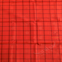 ORANGE COLOUR CHECKED BODY WITH GOLDEN ZARI BUTTA WITH CONTRAST BLOUSE & BORDER