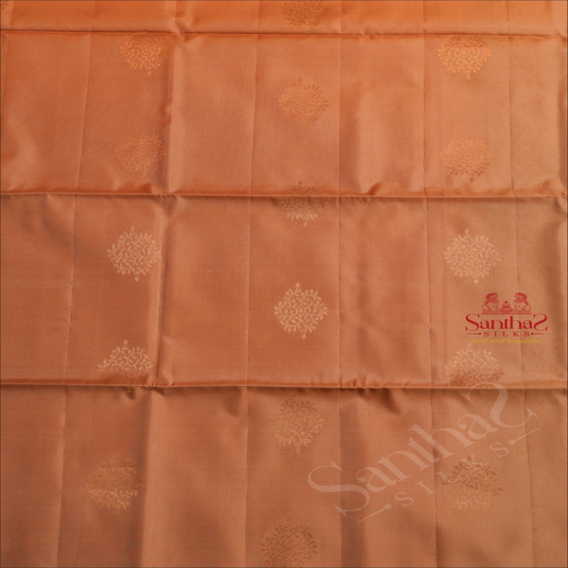 CAMEL BROWN COLOUR BODY WITH GOLDEN ZARI BUTTA WITH CONTRAST BLOUSE & BORDER
