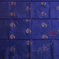 PEPSI BLUE COLOUR BODY WITH GOLDEN ZARI PEACOCK BUTTA WITH CONTRAST BLOUSE & BORDER