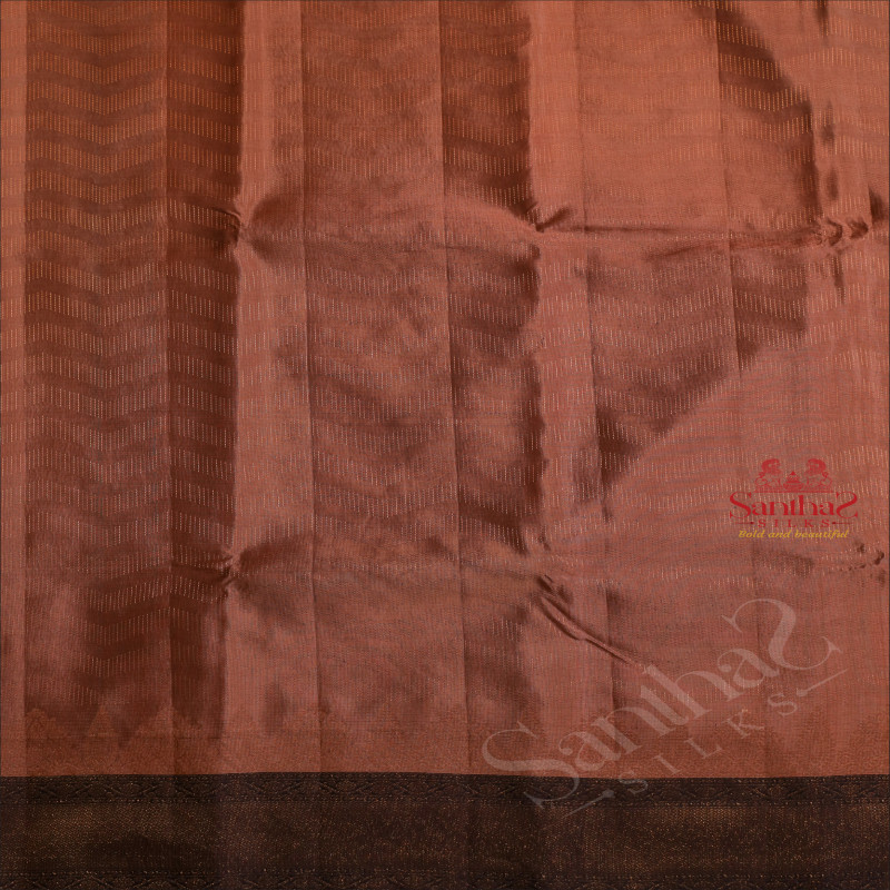 DARK SALAMON PEACH COLOUR BODY WITH GOLDEN ZARI BUTTA WITH CONTRAST BLOUSE & BORDER