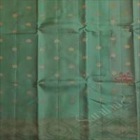 BORDERLESS TURQUOISE BLUE COLOUR BODY WITH GOLDEN ZARI COIN BUTTA WITH CONTRAST BLOUSE